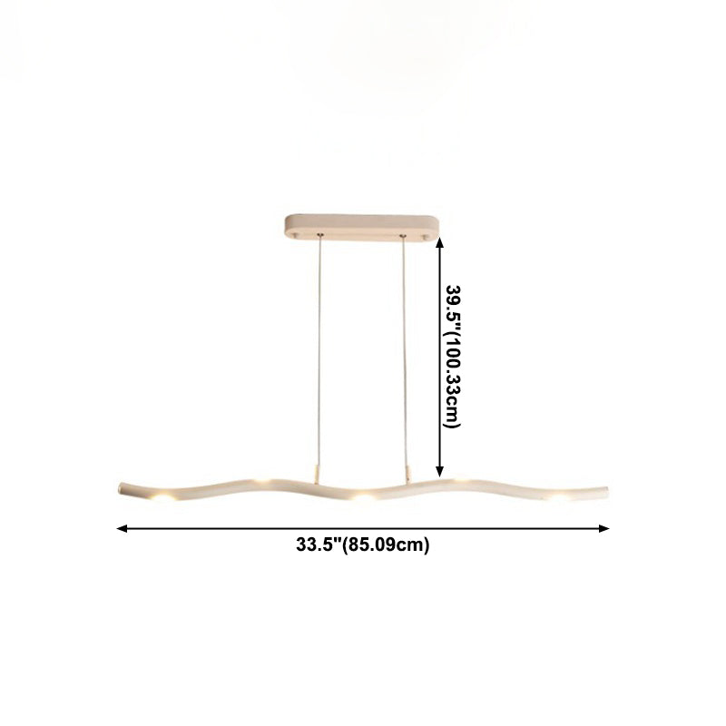 Illuminazione isola lineare moderna lampadario a pendente metallo 5 luci isola luminosa in bianco