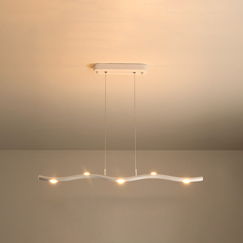 Illuminazione isola lineare moderna lampadario a pendente metallo 5 luci isola luminosa in bianco