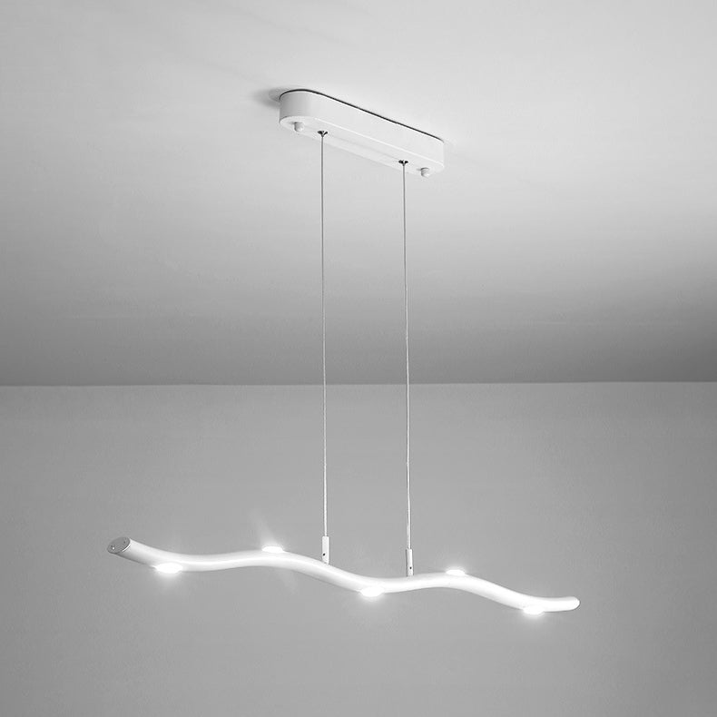 Illuminazione isola lineare moderna lampadario a pendente metallo 5 luci isola luminosa in bianco