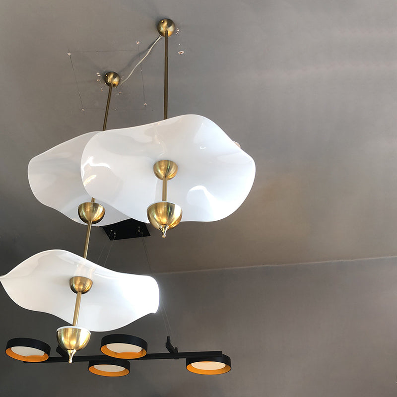 2-stufige minimalistische hängende hängende, metallhängere Lampe mit Acrylkrümmungsscheibe