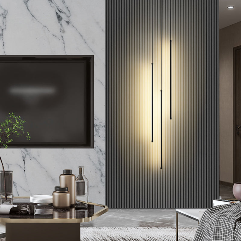 Minimalistische lineare Anhängerbeleuchtung, Acryl -LED hängen Licht in Schwarz