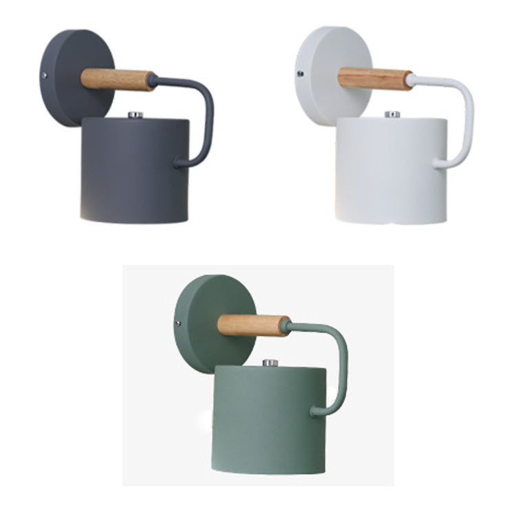 Illuminazione a parete a forma di cilindro in stile moderno in metallo 1 lampada montata a parete per la testa