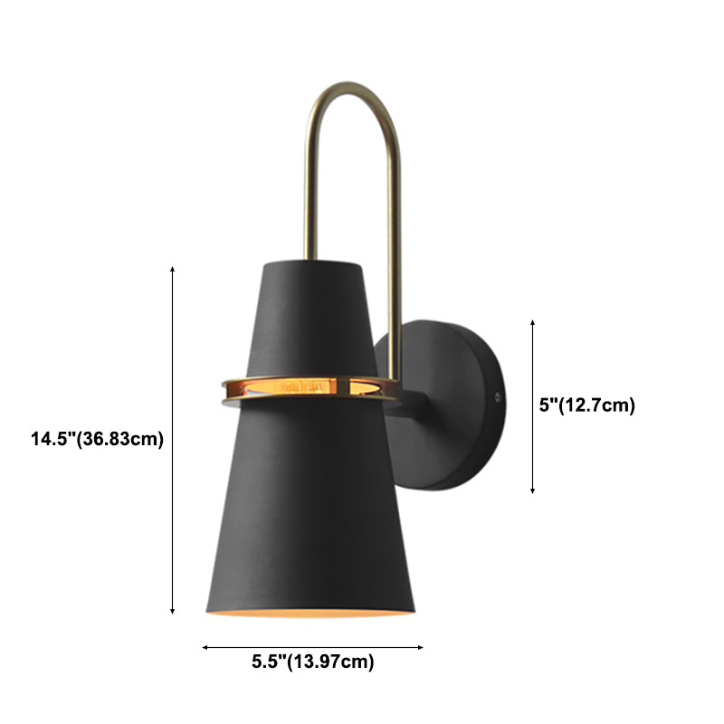 Illuminazione a parete svasata in metallo contemporaneo 1 lampada montata a parete per la testa
