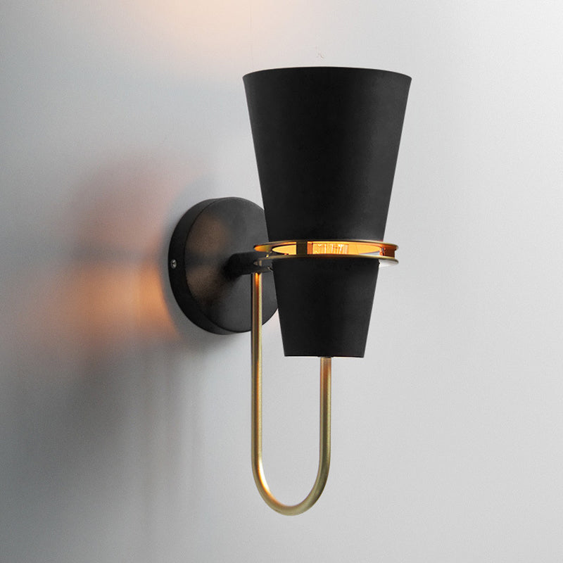 Illuminazione a parete svasata in metallo contemporaneo 1 lampada montata a parete per la testa