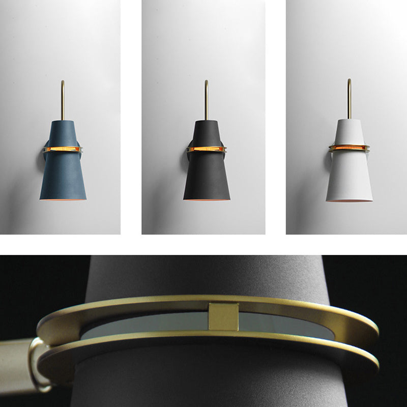 Illuminazione a parete svasata in metallo contemporaneo 1 lampada montata a parete per la testa