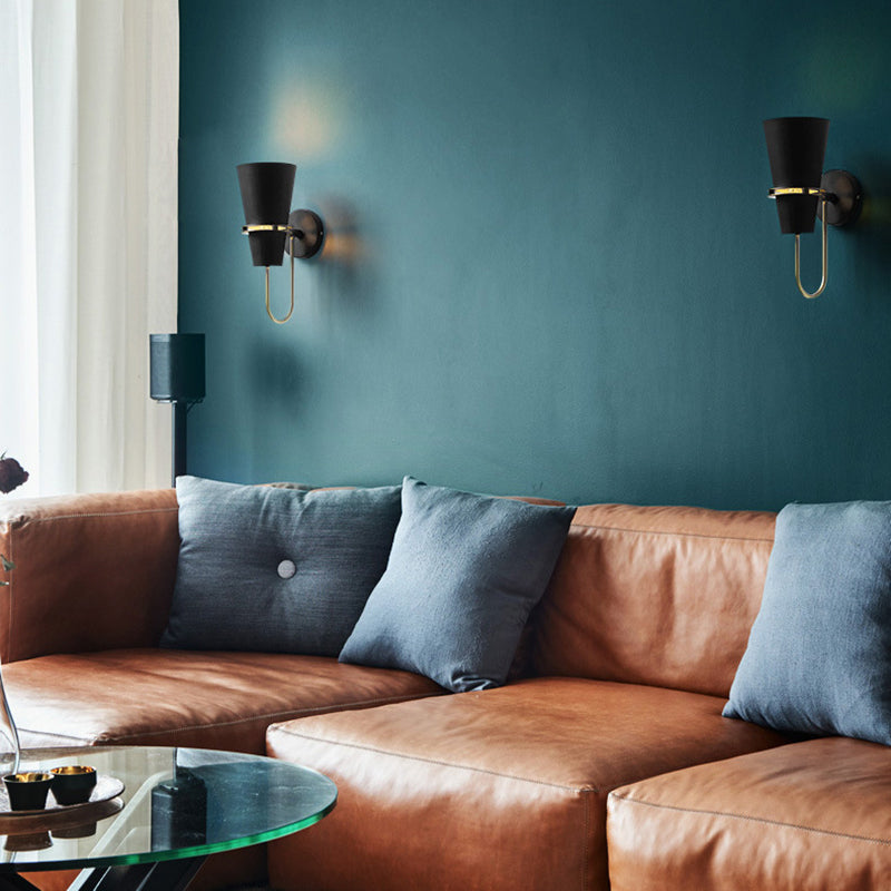 Illuminazione a parete svasata in metallo contemporaneo 1 lampada montata a parete per la testa