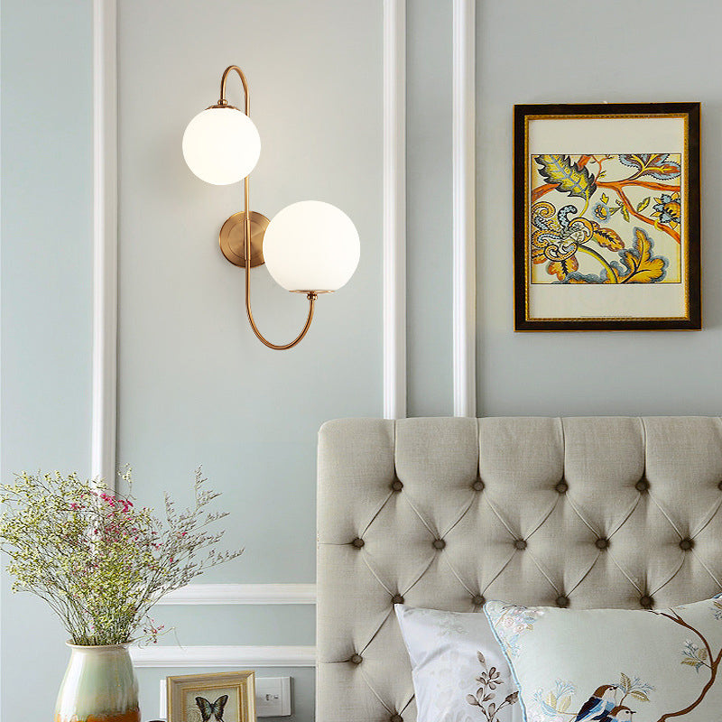 Illuminazione con applique a parete a sfera, vetro contemporaneo a 2 teste montate a parete lampada