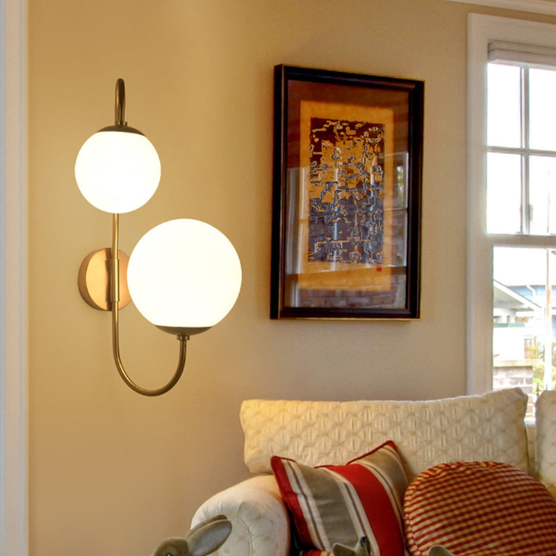 Illuminazione con applique a parete a sfera, vetro contemporaneo a 2 teste montate a parete lampada