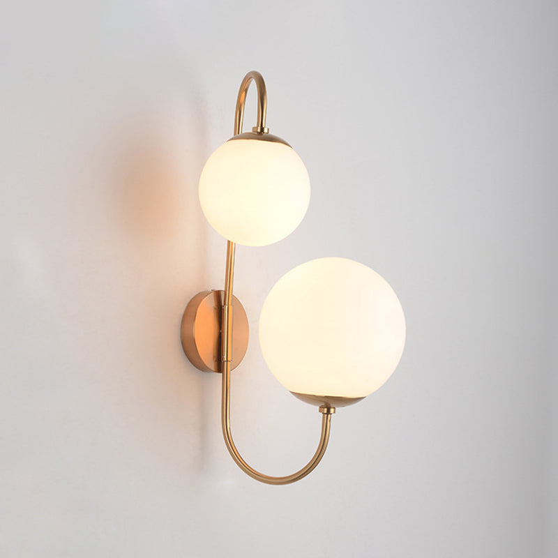 Illuminazione con applique a parete a sfera, vetro contemporaneo a 2 teste montate a parete lampada