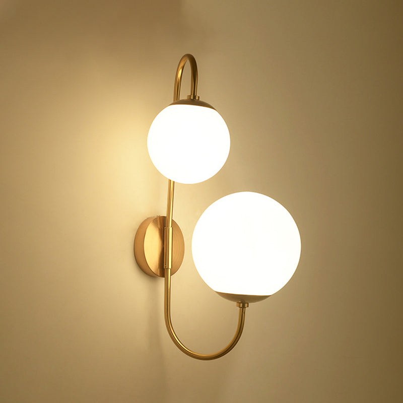 Illuminazione con applique a parete a sfera, vetro contemporaneo a 2 teste montate a parete lampada