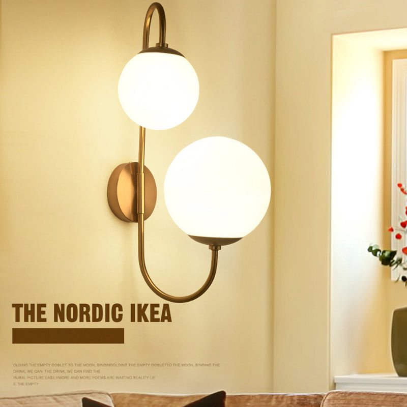 Illuminazione con applique a parete a sfera, vetro contemporaneo a 2 teste montate a parete lampada