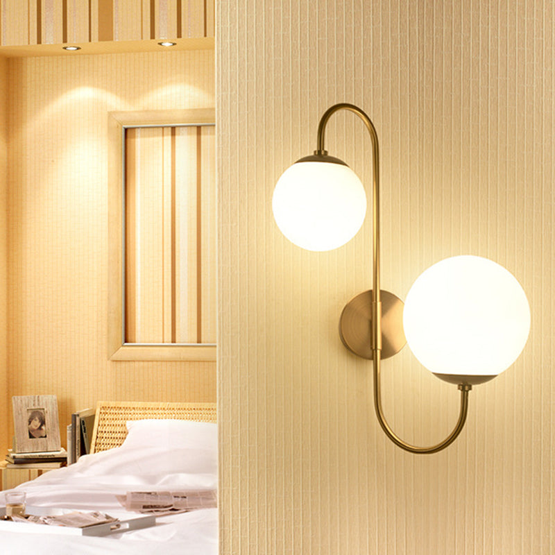 Illuminazione con applique a parete a sfera, vetro contemporaneo a 2 teste montate a parete lampada