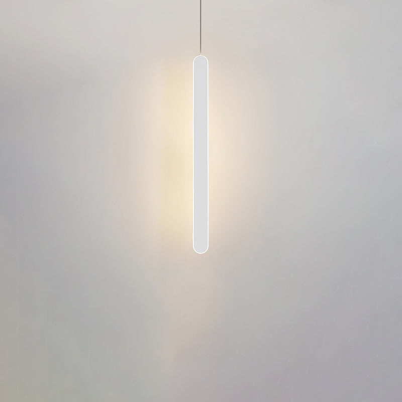 Minimalistische lineare Anhängerbeleuchtung, Acrylschatten um Metallstange hängen Licht