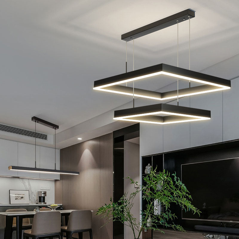 Multiple Squares Hanging Pendant Lights Modern Led Chandeliers Metal Chandelier
