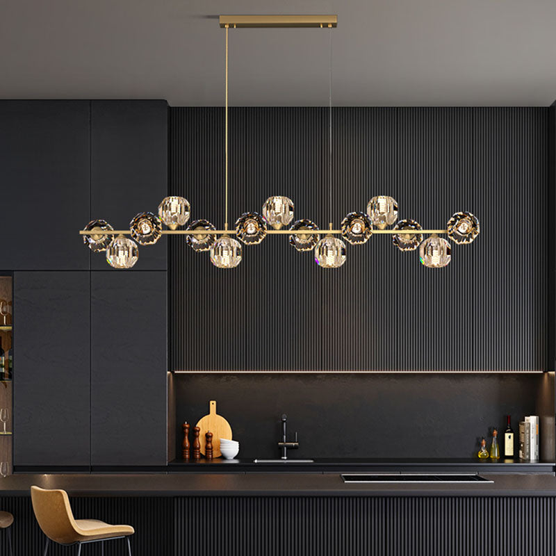 Nordic Light Luxury Simple Modern Style LED Hanging Island Pendant Light for Dining Room Office