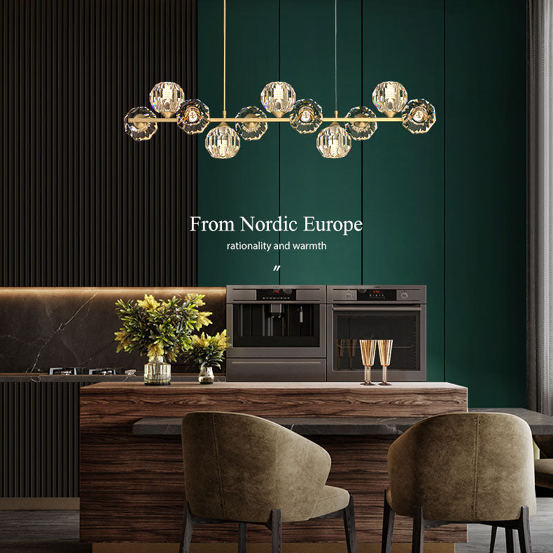 Nordic Light Luxury Simple Modern Style LED Hanging Island Pendant Light for Dining Room Office