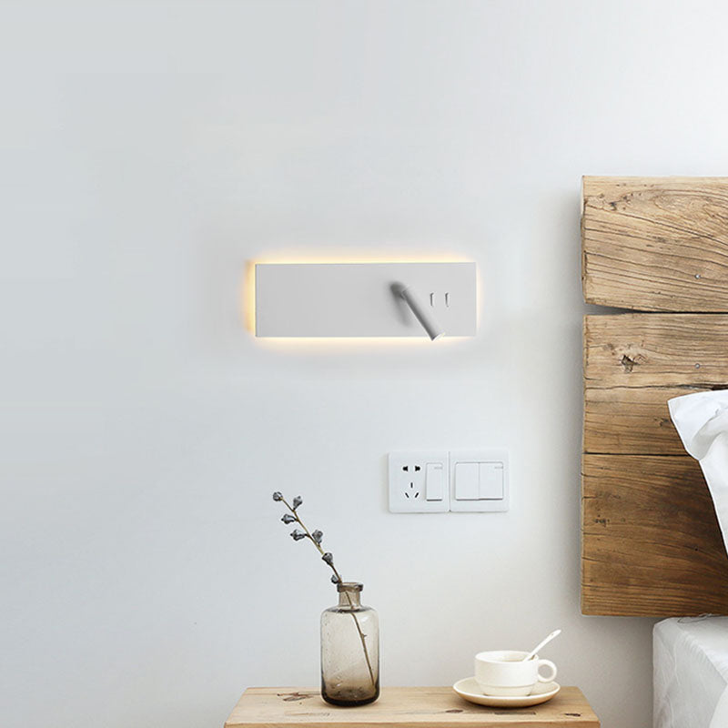 Moderna luce montata a parete rettangolare 1 lampada da parete in ferro per riflettori per camera da letto