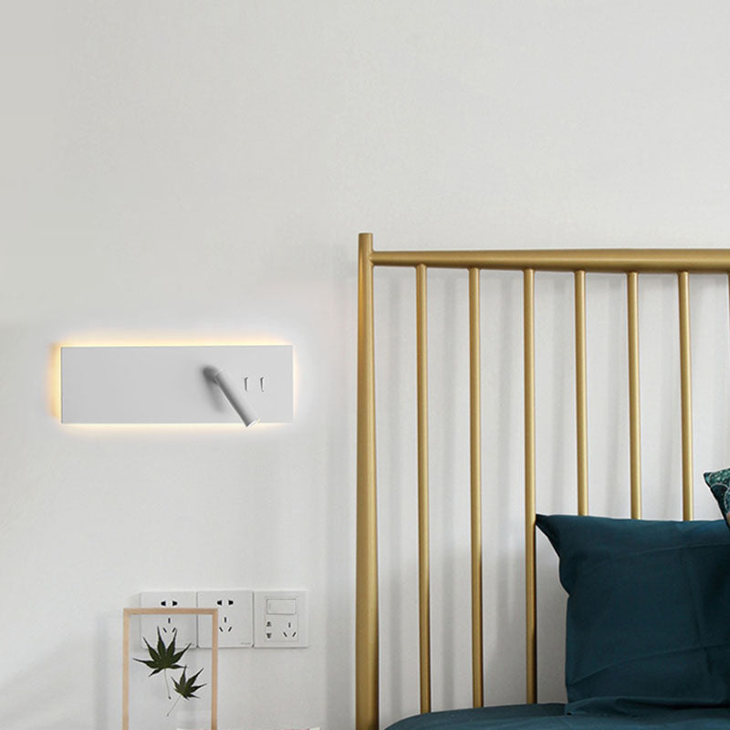 Moderna luce montata a parete rettangolare 1 lampada da parete in ferro per riflettori per camera da letto