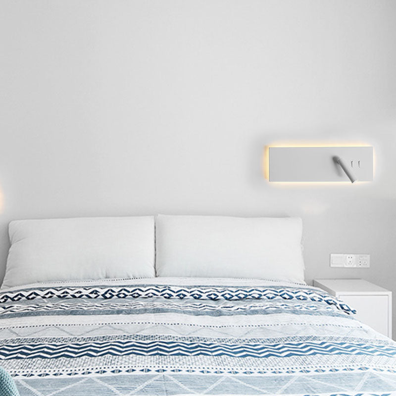 Moderna luce montata a parete rettangolare 1 lampada da parete in ferro per riflettori per camera da letto