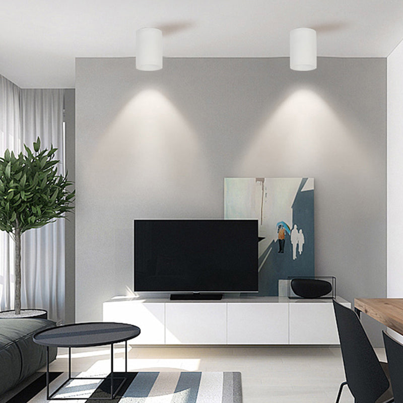 Luces de techo de montaje en superficie LED de 1 luz de estilo moderno con iluminación de montaje empotrado de aluminio cilíndrico