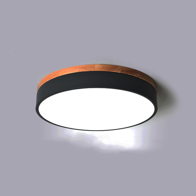 Modern Minimalist LED Macaron Ceiling Light Wrought Iron Circular Flush Mount with Acrylic Shade