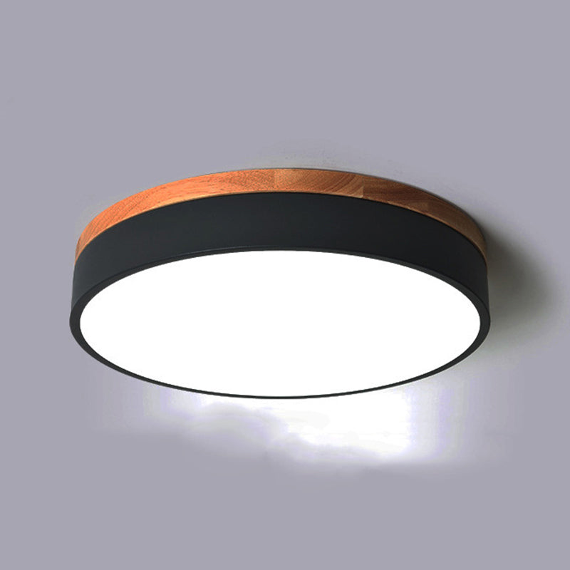 Modern Minimalist LED Macaron Ceiling Light Wrought Iron Circular Flush Mount with Acrylic Shade