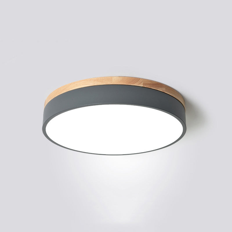 Modern Minimalist LED Macaron Ceiling Light Wrought Iron Circular Flush Mount with Acrylic Shade