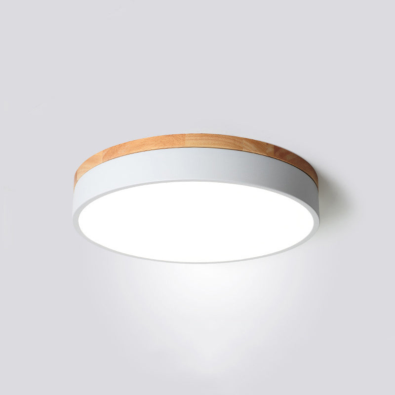 Modern Minimalist LED Macaron Ceiling Light Wrought Iron Circular Flush Mount with Acrylic Shade
