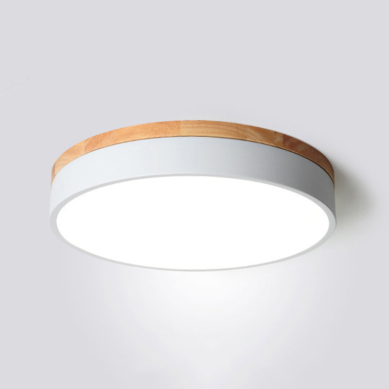 Modern Minimalist LED Macaron Ceiling Light Wrought Iron Circular Flush Mount with Acrylic Shade