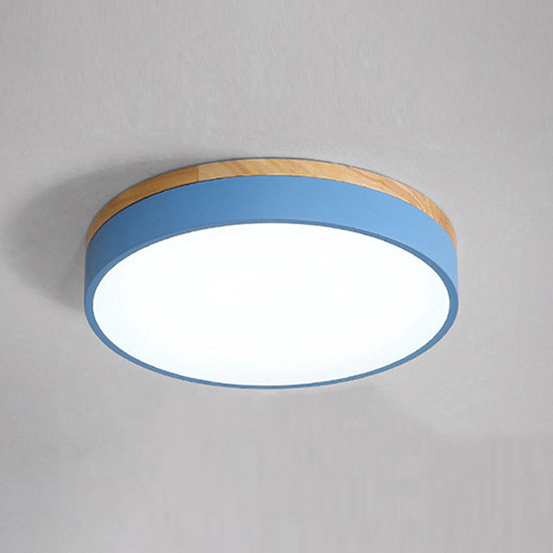 Modern Minimalist LED Macaron Ceiling Light Wrought Iron Circular Flush Mount with Acrylic Shade