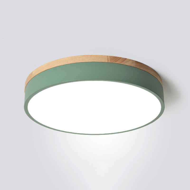 Modern Minimalist LED Macaron Ceiling Light Wrought Iron Circular Flush Mount with Acrylic Shade
