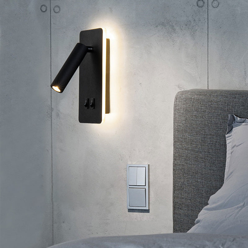 Modern 1-Spotlight Wall Sconce with Switch Squared Wall Mounted Light for Bedroom