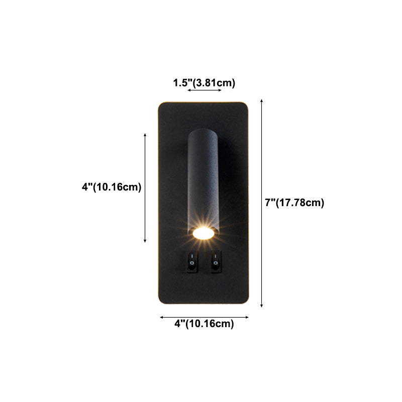 Modern 1-Spotlight Wall Sconce with Switch Squared Wall Mounted Light for Bedroom