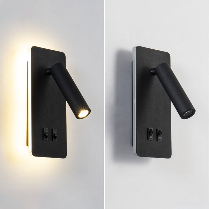 Modern 1-Spotlight Wall Sconce with Switch Squared Wall Mounted Light for Bedroom