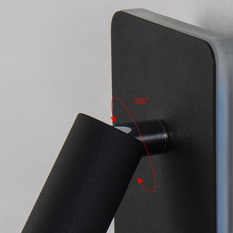 Modern 1-Spotlight Wall Sconce with Switch Squared Wall Mounted Light for Bedroom