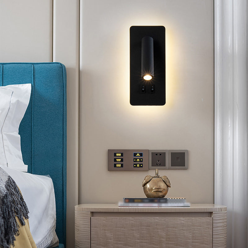 Modern 1-Spotlight Wall Sconce with Switch Squared Wall Mounted Light for Bedroom