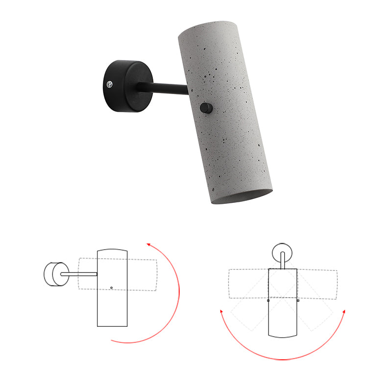 Luces de apliques de cilindro modernos Cemento Cemento de 1 luces de iluminación de pared para el baño