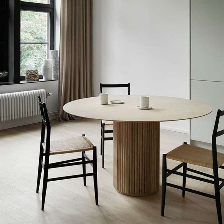 Table à manger en bois massif, ton marron, guéridon simple pour salle à manger