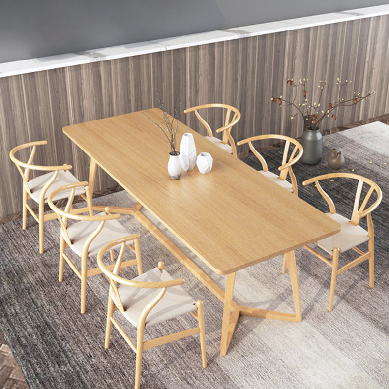 Pine Solid Wood Rectangle Dining Table Contemporary Kitchen Wood Table with Double Pedestal