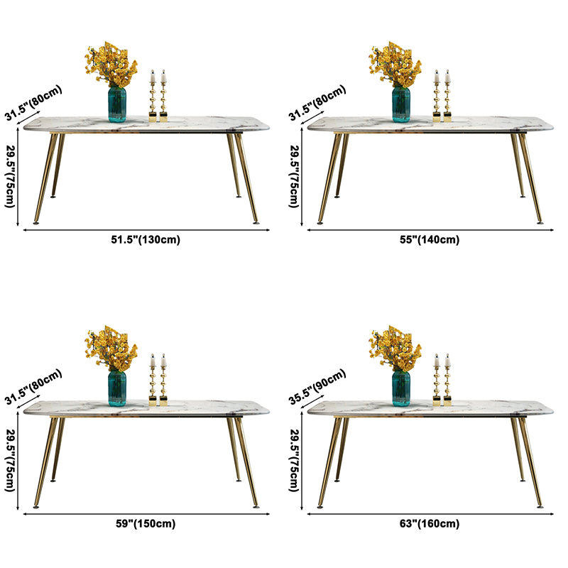 Metalen eigentijdse rechthoekige tafel Gesinterde stenen eettafel met 4 poten