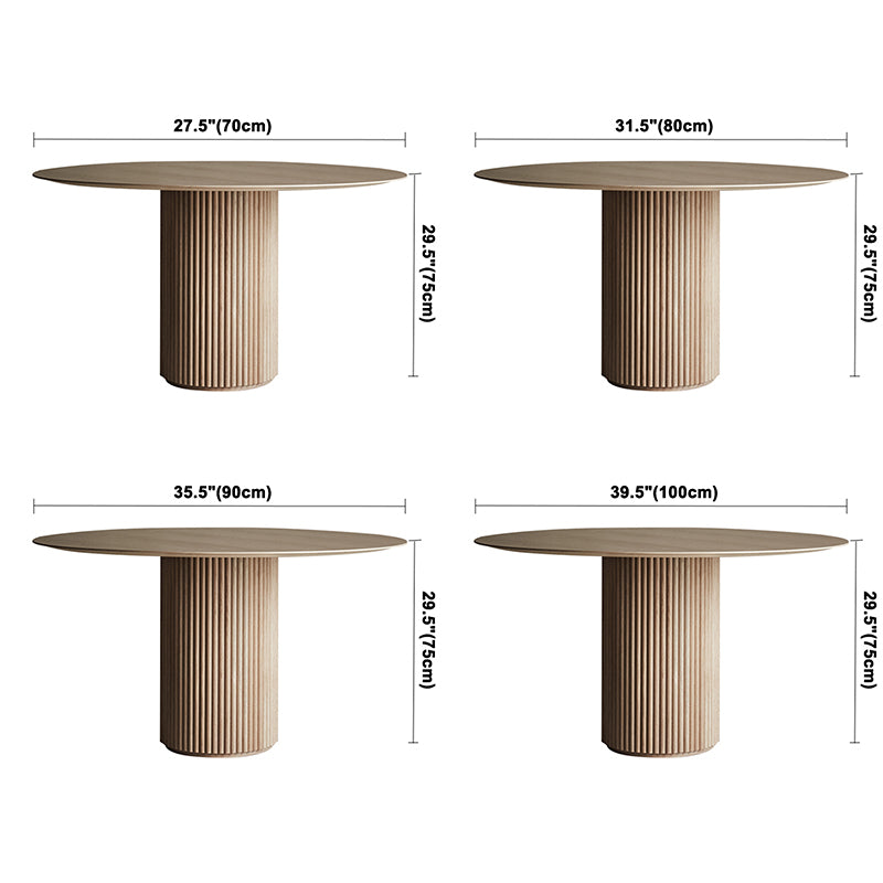 Contemporary Round Dining Table Pine Solid Wood Table with Pedestal Table