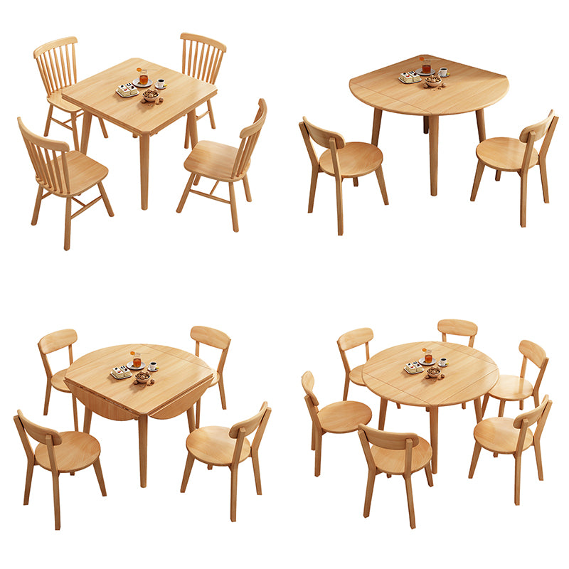 Moderne stijl massief houten eettafel bruine ronde drop-bladtafel met 4 poten voor thuis