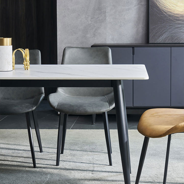 Metal Modern Rectangle Table Sintered Stone Table for Kitchen and Dining Room