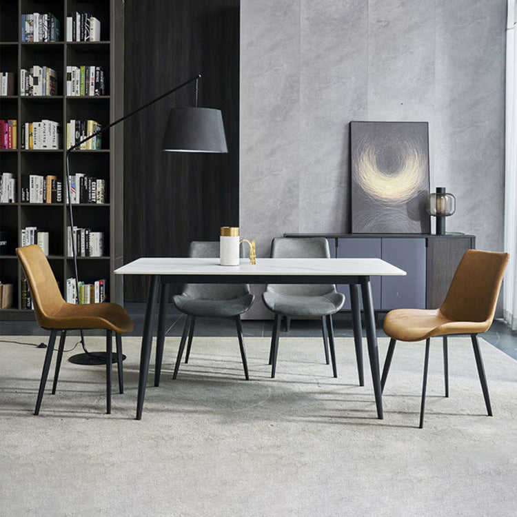 Metal Modern Rectangle Table Sintered Stone Table for Kitchen and Dining Room