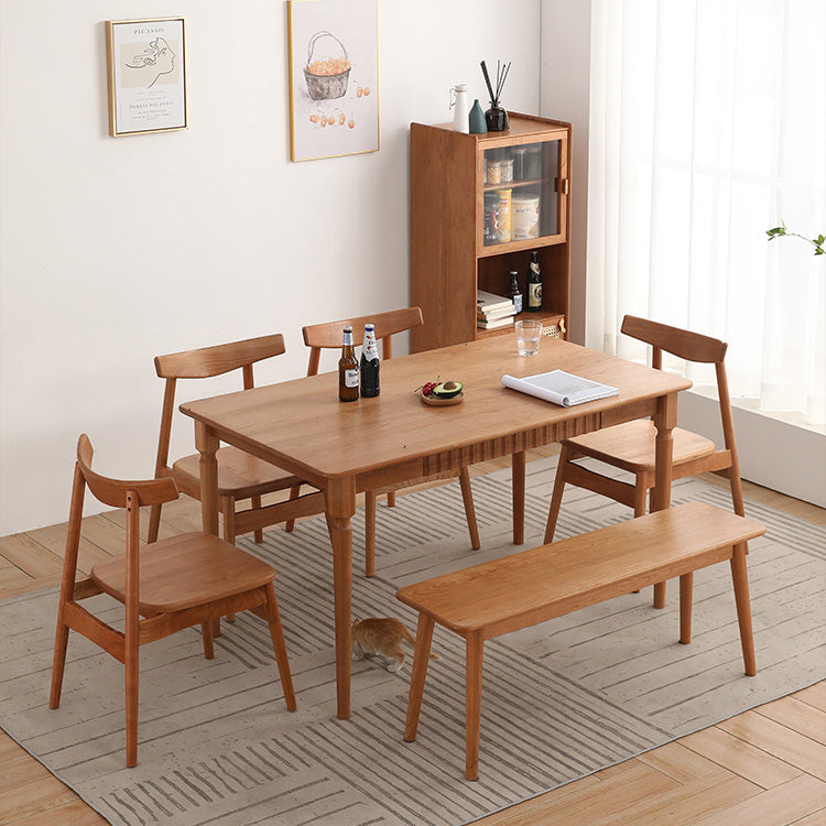Table à manger rectangulaire moderne en bois massif de cerisier avec 4 pieds pour restaurant