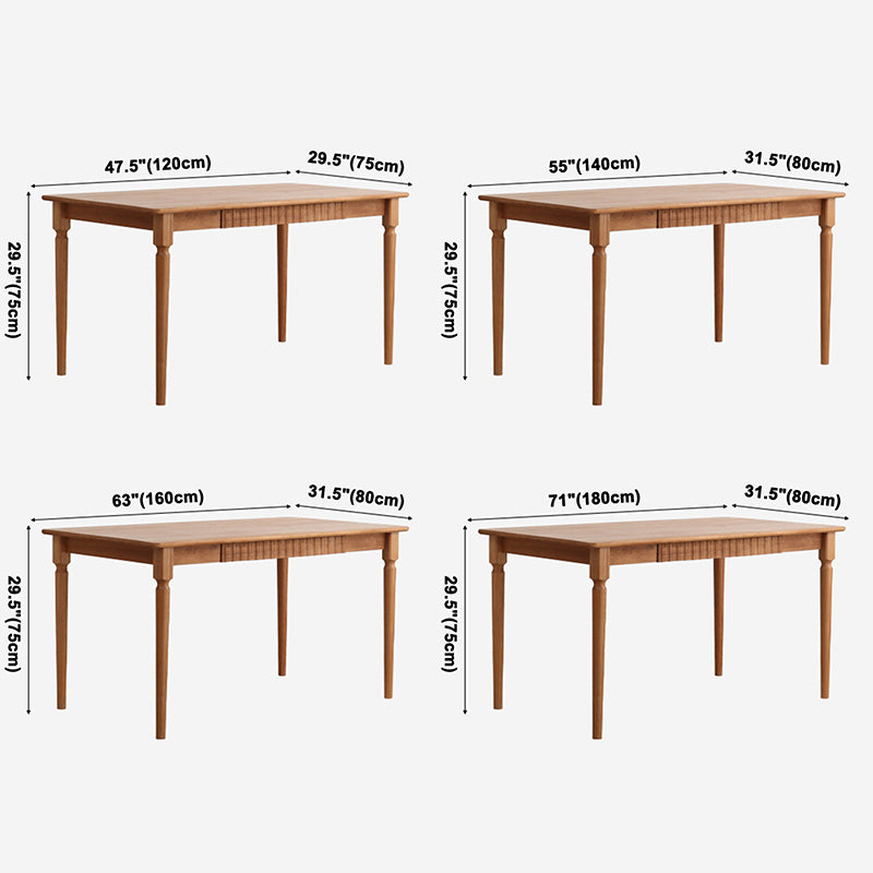 Table à manger rectangulaire moderne en bois massif de cerisier avec 4 pieds pour restaurant
