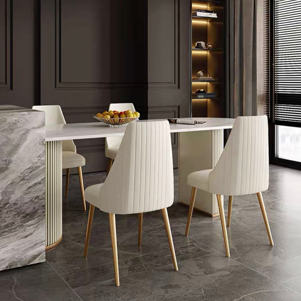 Tavolo da pranzo in stile moderno a forma ovale tavolo fisso bianco con pietra sinterizzata