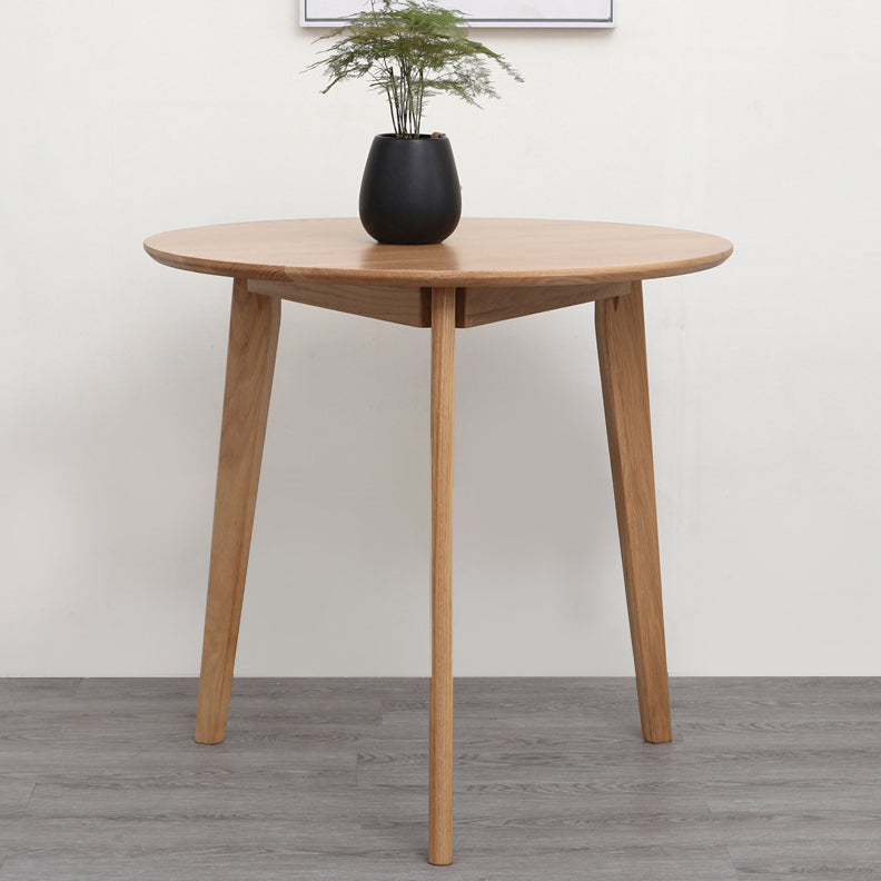 Table à manger ronde contemporaine en bois massif en bois massif avec 4 jambes pour salle à manger