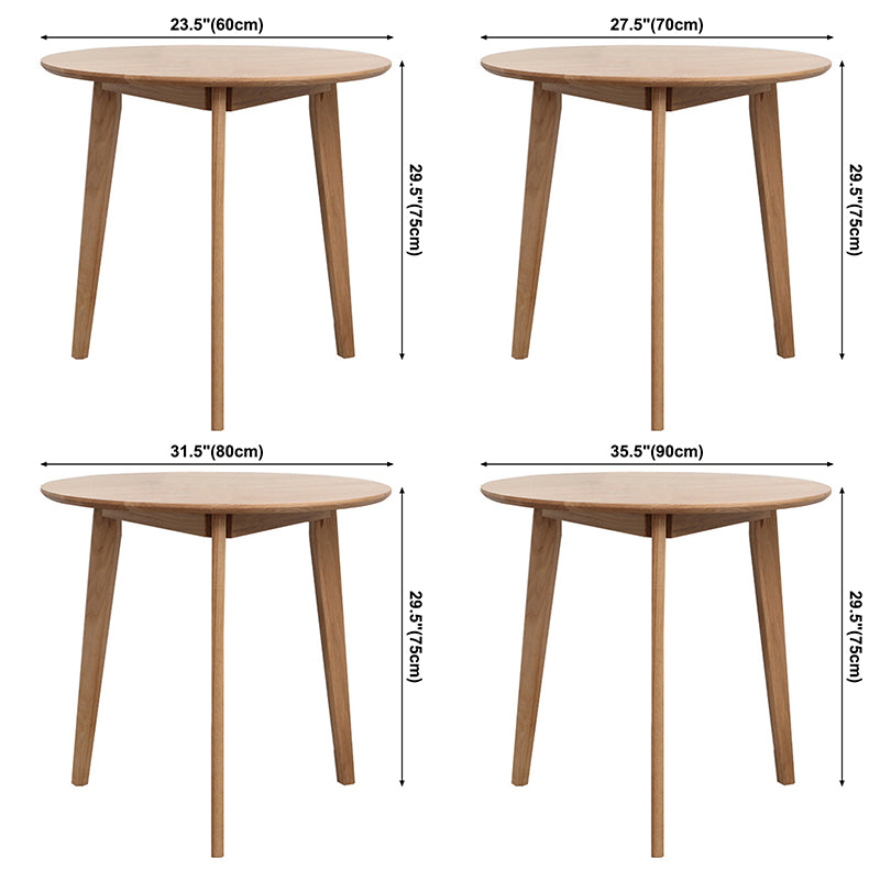 Contemporary Round Dining Table Oak Solid Wood Table with 4 Legs for Dining Room