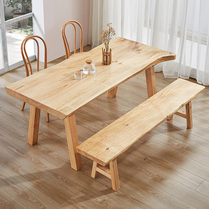 Solid Wood Rectangle Dining Table Modern Contemporary Pine Wood Table with 4 Legs